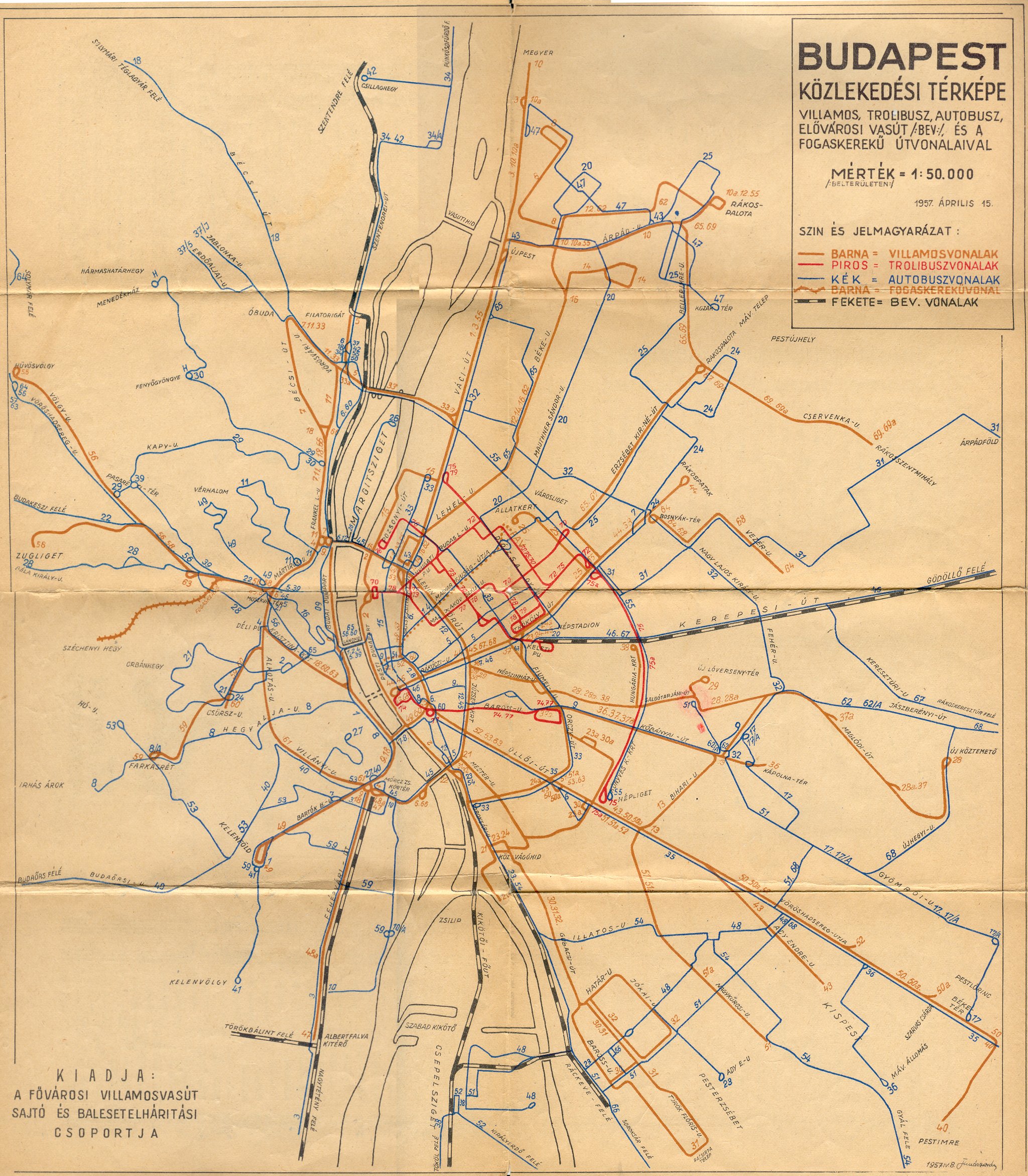 bp villamos térkép Villamos.Budapest.Hu   Budapest Közlekedési Térképe 1957. bp villamos térkép